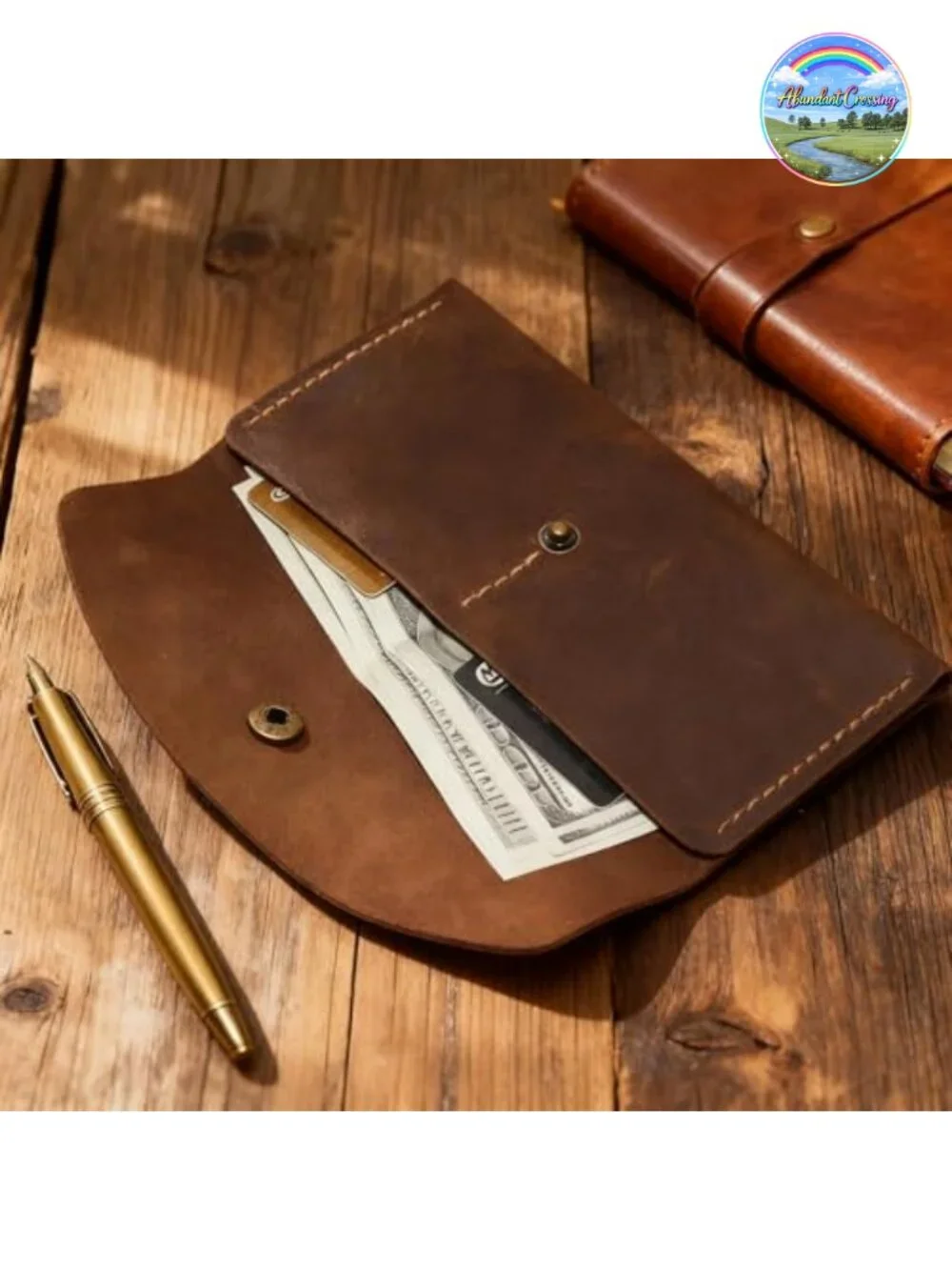 Handmade Genuine Leather Envelope Wallet Card Holder Vintage